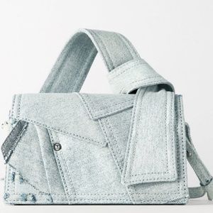 Zara patchwork mini denim city bag
